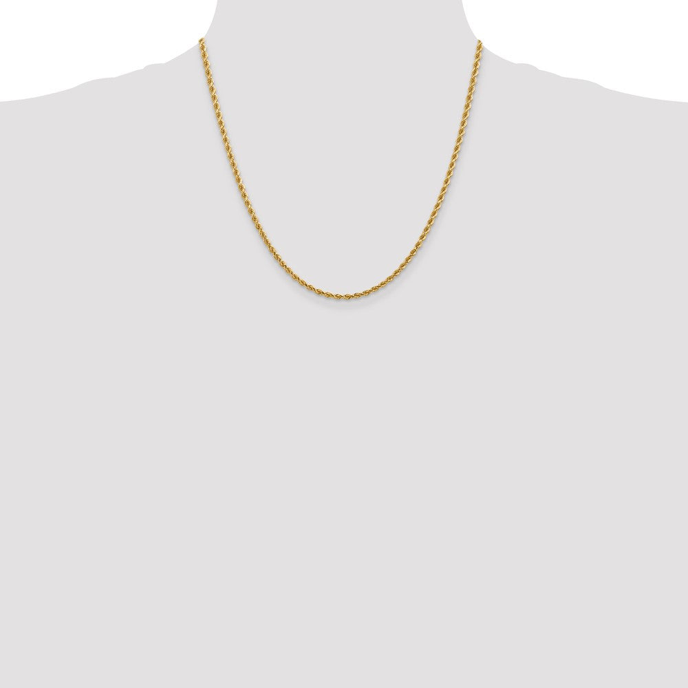 14K Yellow Gold 2.75mm D/C Rope with Lobster Clasp Chain Necklace 18"-30" - Product Photo