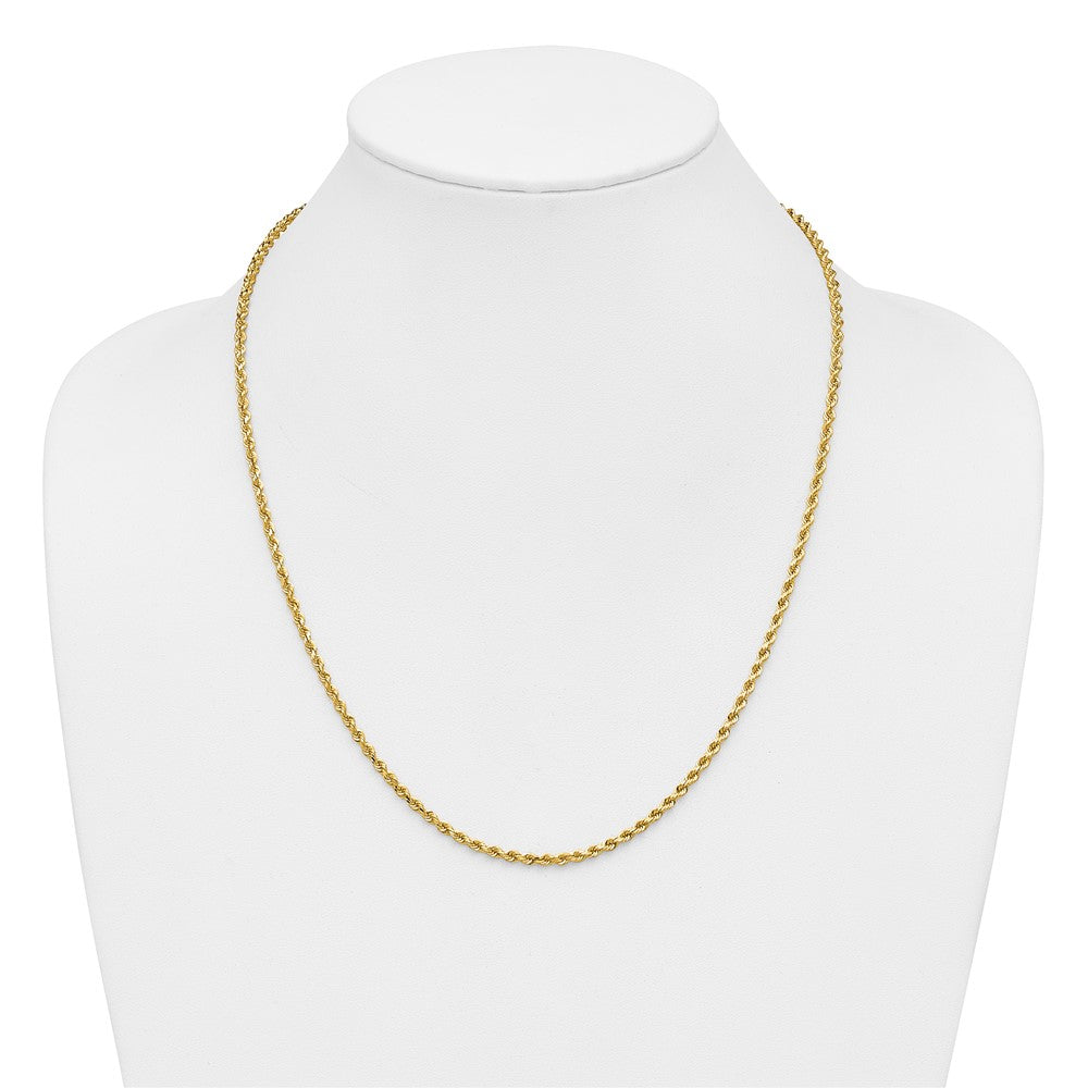 14K Yellow Gold 2.75mm D/C Rope with Lobster Clasp Chain Necklace 18"-30" - Product Photo