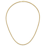 14K Yellow Gold 2.75mm D/C Rope with Lobster Clasp Chain Necklace 18"-30" - Product Photo