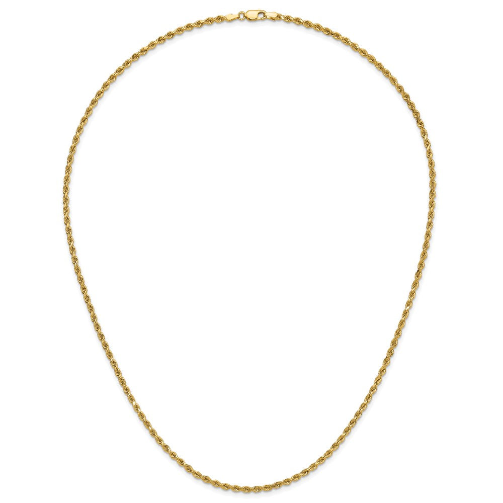 14K Yellow Gold 2.75mm D/C Rope with Lobster Clasp Chain Necklace 18"-30" - Product Photo