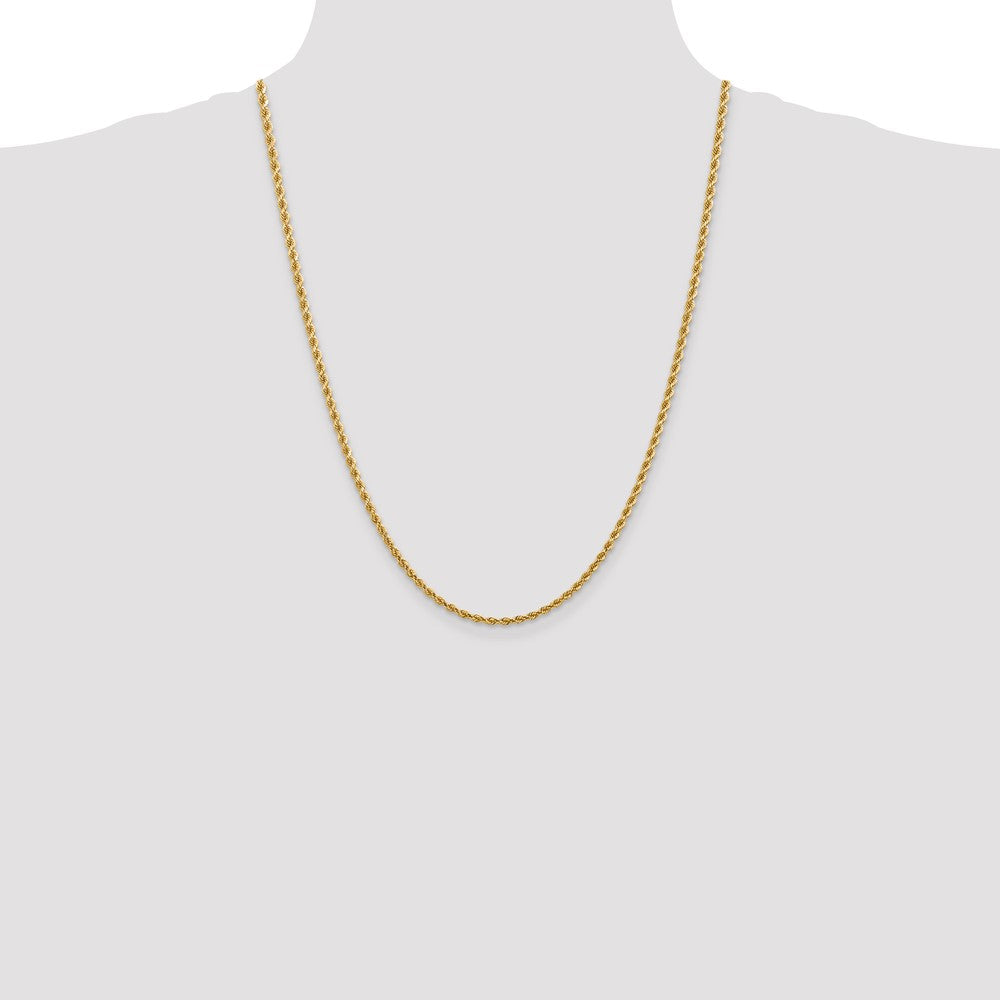 14K Yellow Gold 2.75mm D/C Rope with Lobster Clasp Chain Necklace 18"-30" - Product Photo