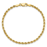 14K Yellow Gold 2.75mm Diamond-Cut Rope with Lobster Clasp Chain Bracelet 7"-9" - Product Photo