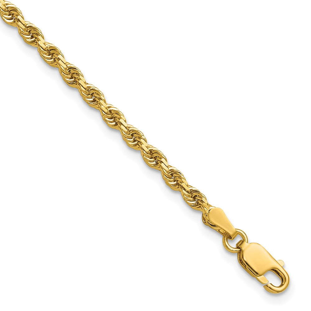 14K Yellow Gold 2.75mm Diamond-Cut Rope with Lobster Clasp Chain Bracelet 7"-9"