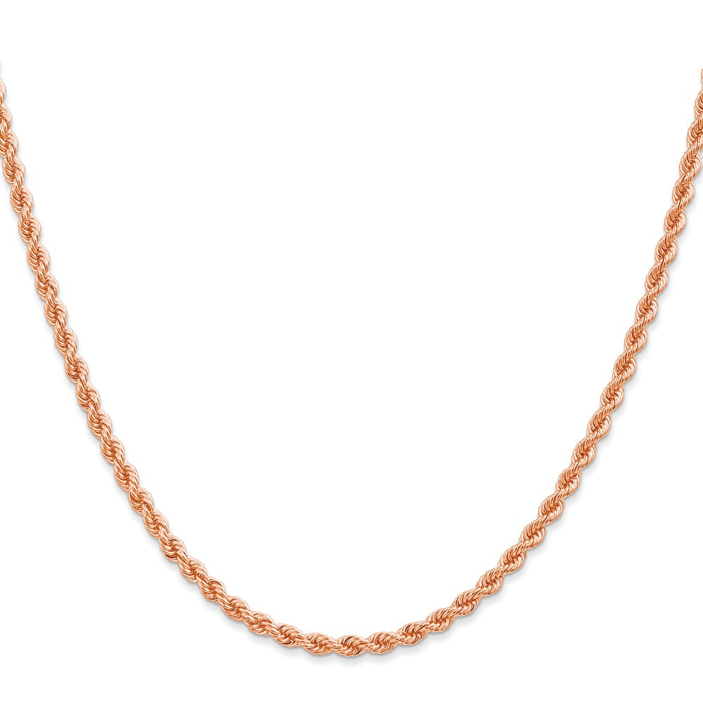 14K Rose Gold 2.75mm Diamond-cut Rope with Lobster Clasp Chain Necklace 20"-30" - Product Photo