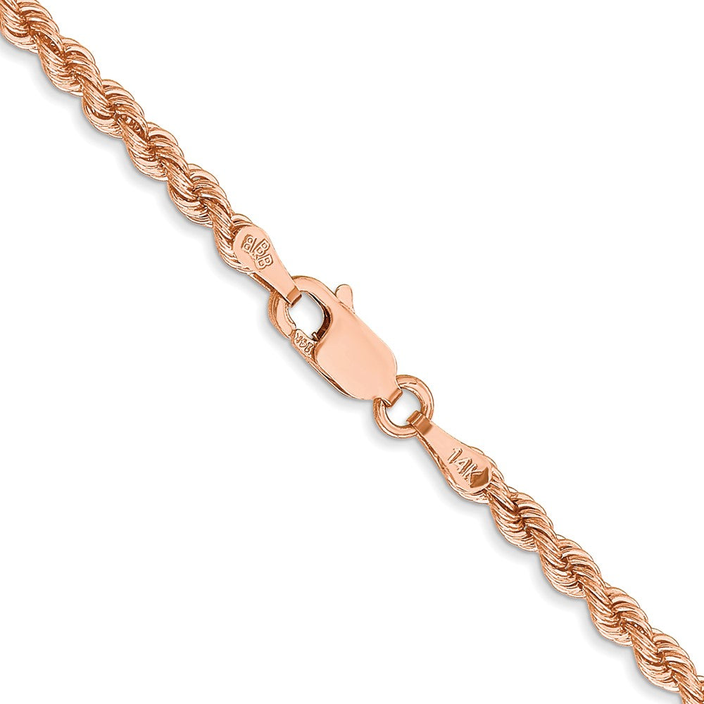 14K Rose Gold 2.75mm Diamond-cut Rope with Lobster Clasp Chain Necklace 20"-30" - Product Photo