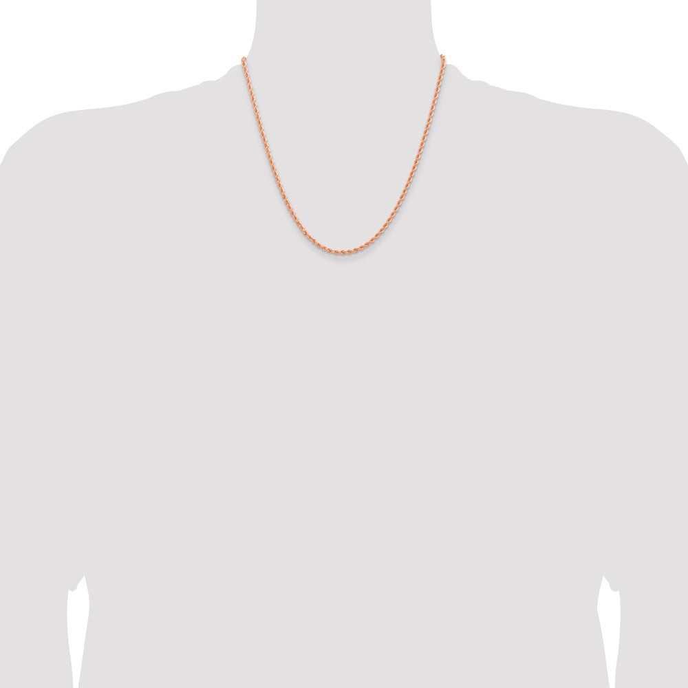 14K Rose Gold 2.75mm Diamond-cut Rope with Lobster Clasp Chain Necklace 20"-30" - Product Photo