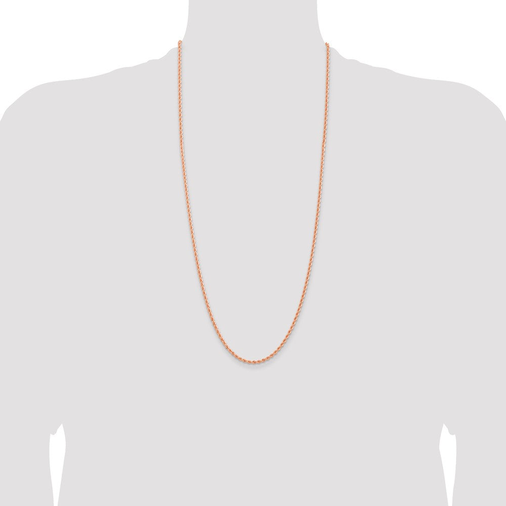 14K Rose Gold 2.75mm Diamond-cut Rope with Lobster Clasp Chain Necklace 20"-30" - Product Photo