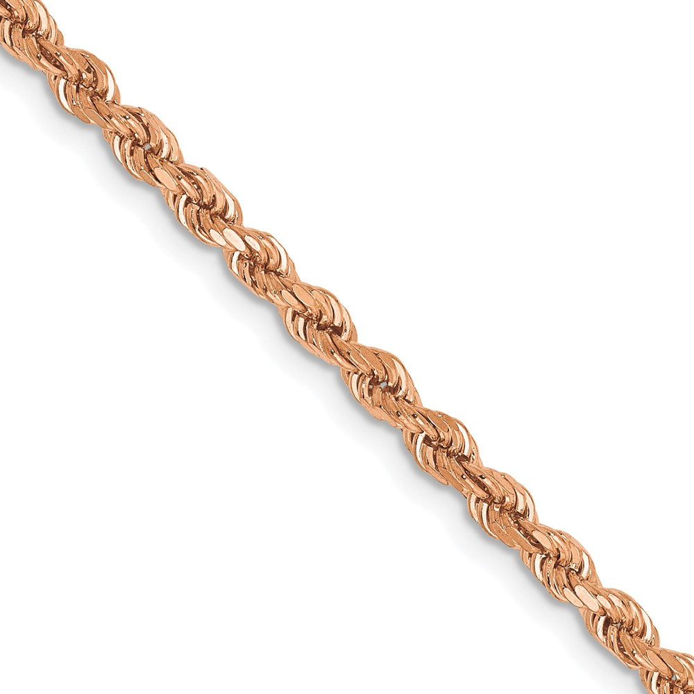 14K Rose Gold 2.75mm Diamond-cut Rope with Lobster Clasp Chain Necklace 20"-30"