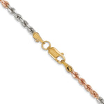 14K Tri-Color 2.9mm Diamond-Cut Rope Chain Necklace 16"-18" - Product Photo