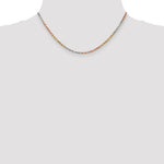 14K Tri-Color 2.9mm Diamond-Cut Rope Chain Necklace 16"-18" - Product Photo
