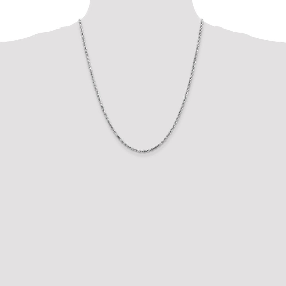 10K White Gold 2.75mm Diamond-cut Rope Chain Necklace 18"-26" - Product Photo