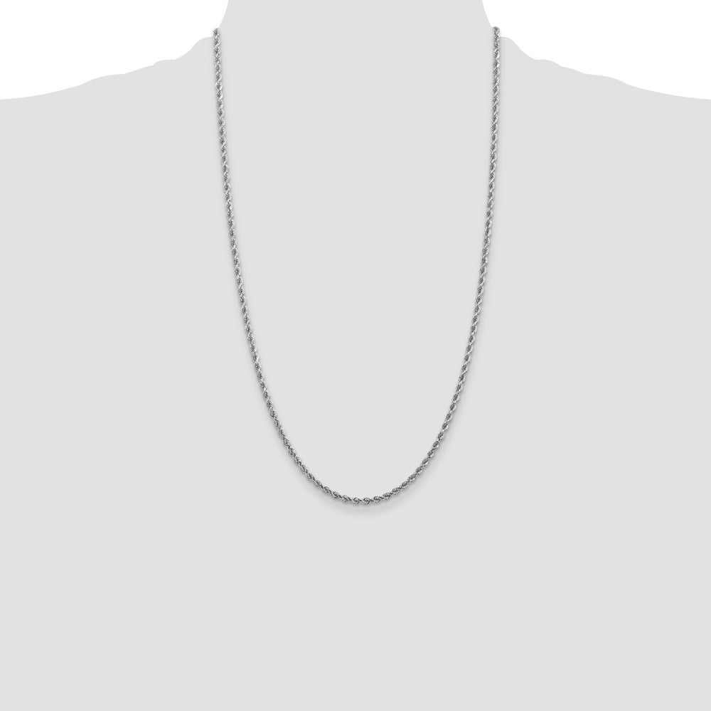 10K White Gold 2.75mm Diamond-cut Rope Chain Necklace 18"-26" - Product Photo