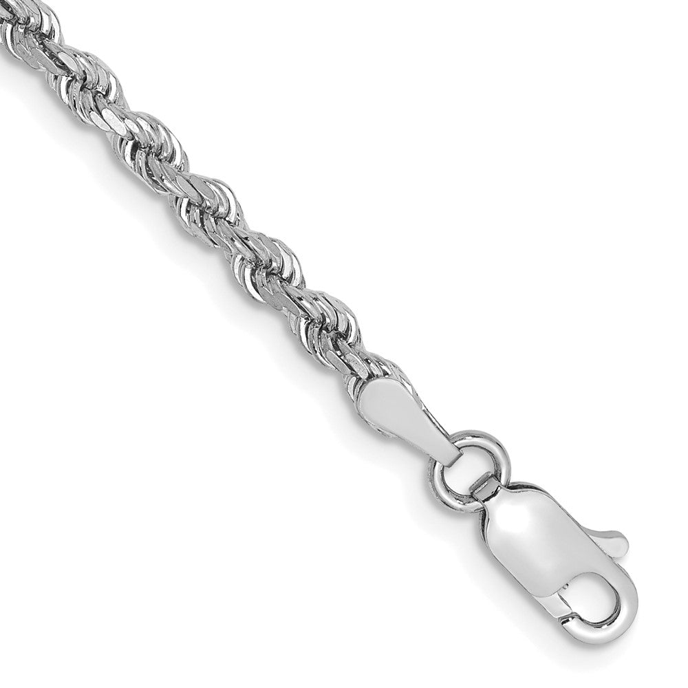 14K White Gold 2.75mm Diamond-Cut Rope with Lobster Clasp Chain Bracelet 7"-9"