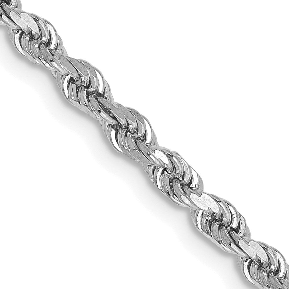 10K White Gold 2.75mm Diamond-cut Rope Chain Necklace 18"-26"