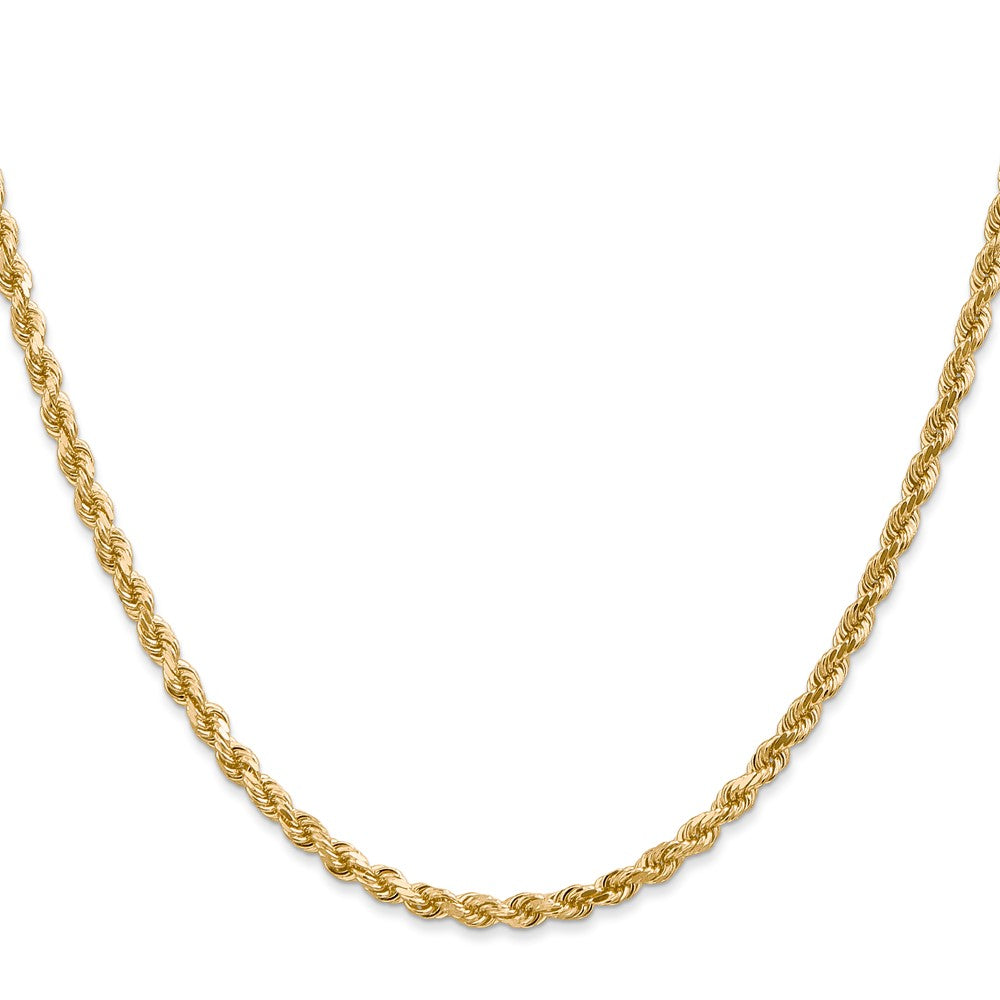 14K Yellow Gold 3mm Diamond-Cut Rope with Lobster Clasp Chain Necklace 16"-30" - Product Photo