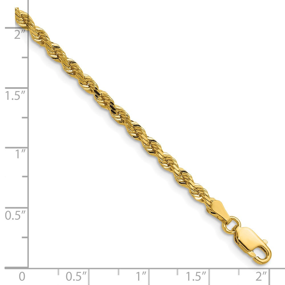 14K Yellow Gold 3mm Diamond-Cut Rope with Lobster Clasp Chain Necklace 16"-30" - Product Photo