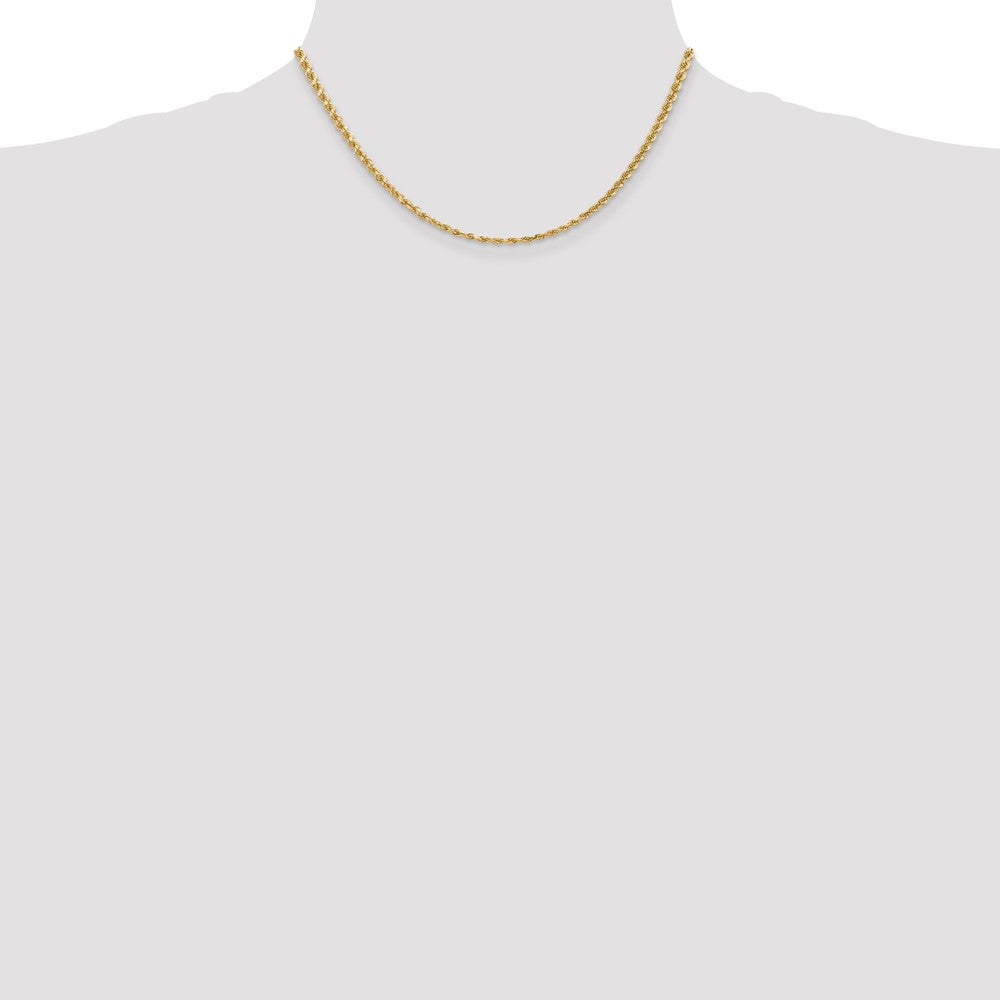 14K Yellow Gold 3mm Diamond-Cut Rope with Lobster Clasp Chain Necklace 16"-30" - Product Photo