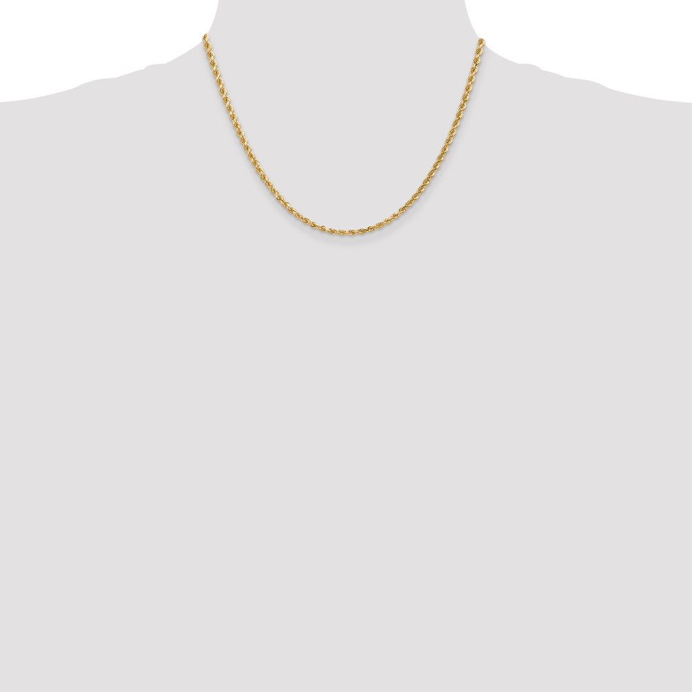 14K Yellow Gold 3mm Diamond-Cut Rope with Lobster Clasp Chain Necklace 16"-30" - Product Photo