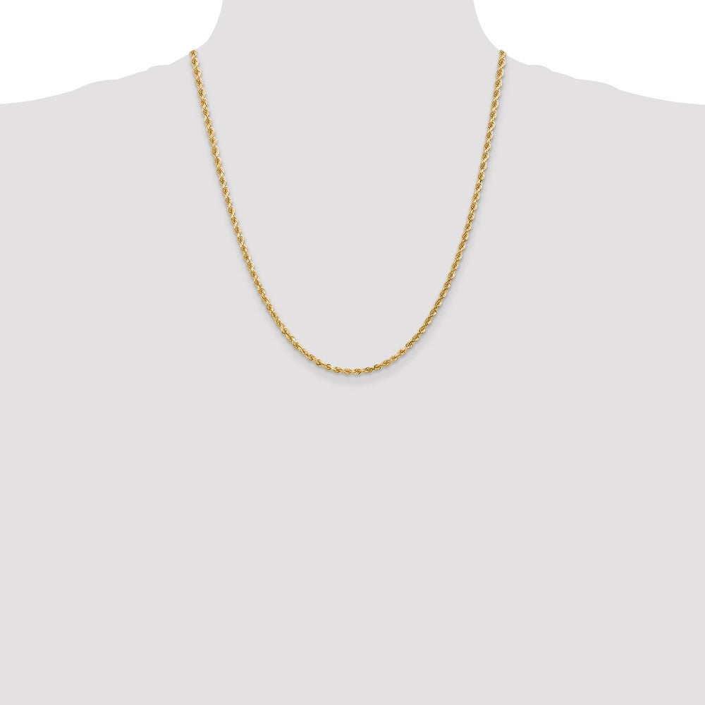 14K Yellow Gold 3mm Diamond-Cut Rope with Lobster Clasp Chain Necklace 16"-30" - Product Photo