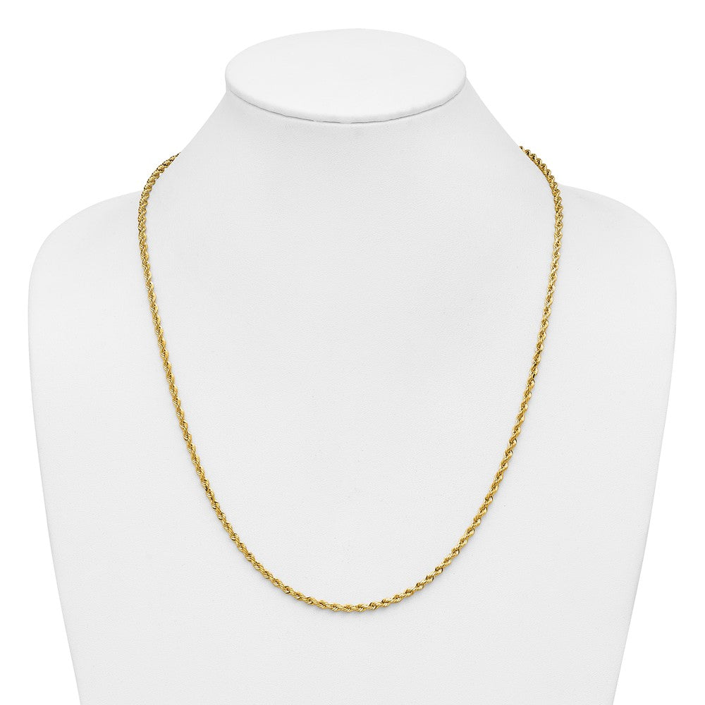 14K Yellow Gold 3mm Diamond-Cut Rope with Lobster Clasp Chain Necklace 16"-30" - Product Photo