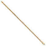 14K Yellow Gold 3mm Diamond-Cut Rope with Lobster Clasp Chain Bracelet 7"-9" - Product Photo