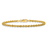 14K Yellow Gold 3mm Diamond-Cut Rope with Lobster Clasp Chain Bracelet 7"-9" - Product Photo
