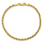 14K Yellow Gold 3mm Diamond-Cut Rope with Lobster Clasp Chain Bracelet 7"-9" - Product Photo