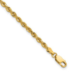 14K Yellow Gold 3mm Diamond-Cut Rope with Lobster Clasp Chain Bracelet 7"-9" - Product Photo