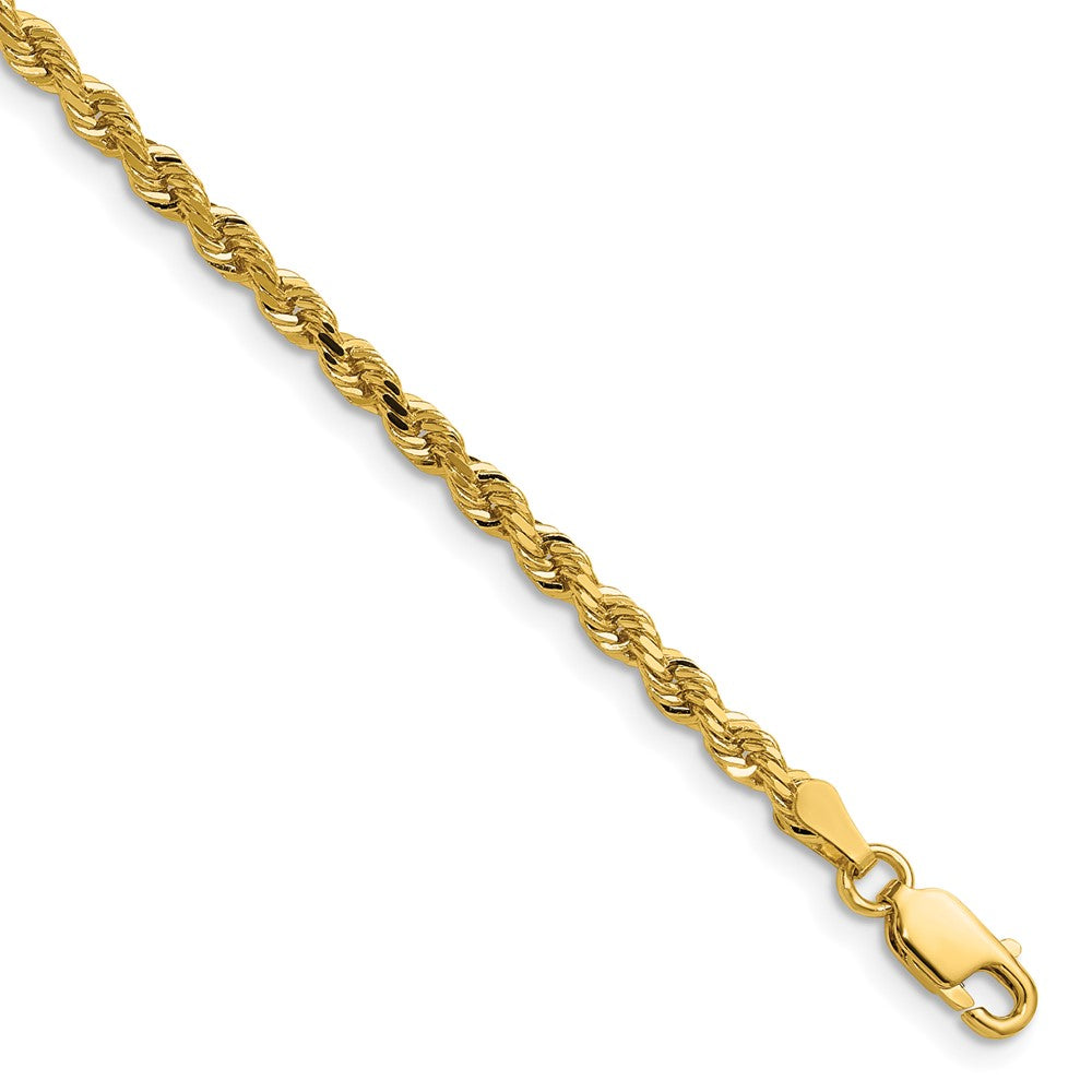 14K Yellow Gold 3mm Diamond-Cut Rope with Lobster Clasp Chain Necklace 16"-30"