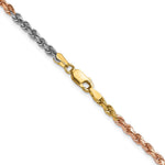 14K Tri-Color 3mm Diamond-Cut Rope Chain Necklace 18"-24" - Product Photo