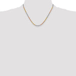 14K Tri-Color 3mm Diamond-Cut Rope Chain Necklace 18"-24" - Product Photo