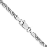 14K White Gold 3mm Diamond-Cut Rope with Lobster Clasp Chain Necklace 18"-28" - Product Photo