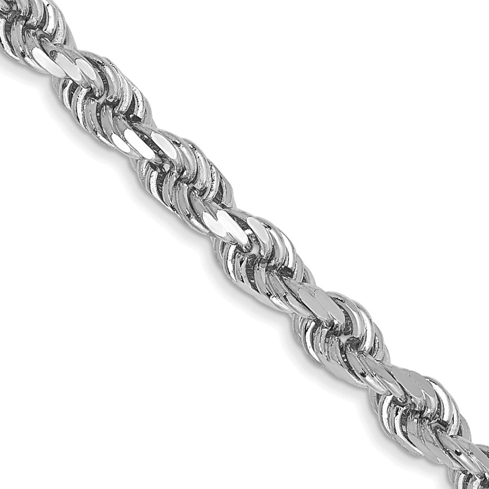 14K White Gold 3mm Diamond-Cut Rope with Lobster Clasp Chain Necklace 18"-28"
