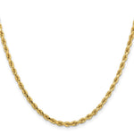 14K Yellow Gold 3.25mm D/C Rope with Lobster Clasp Chain Necklace 16"-30" - Product Photo