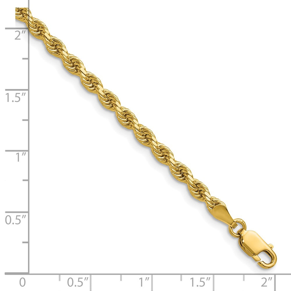 14K Yellow Gold 3.25mm D/C Rope with Lobster Clasp Chain Necklace 16"-30" - Product Photo