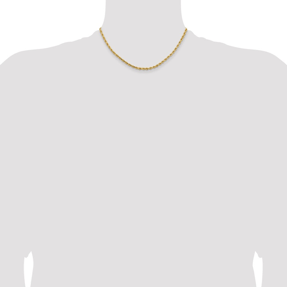 14K Yellow Gold 3.25mm D/C Rope with Lobster Clasp Chain Necklace 16"-30" - Product Photo