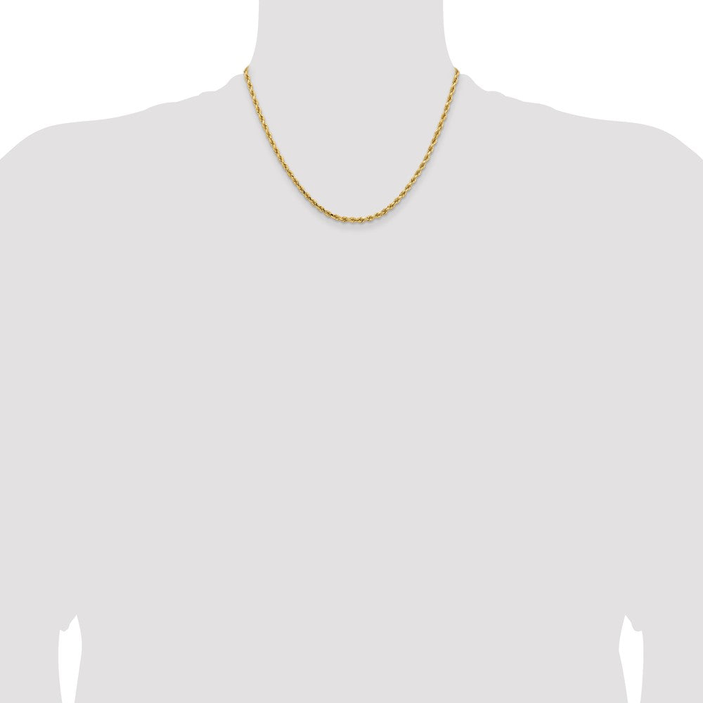 14K Yellow Gold 3.25mm D/C Rope with Lobster Clasp Chain Necklace 16"-30" - Product Photo