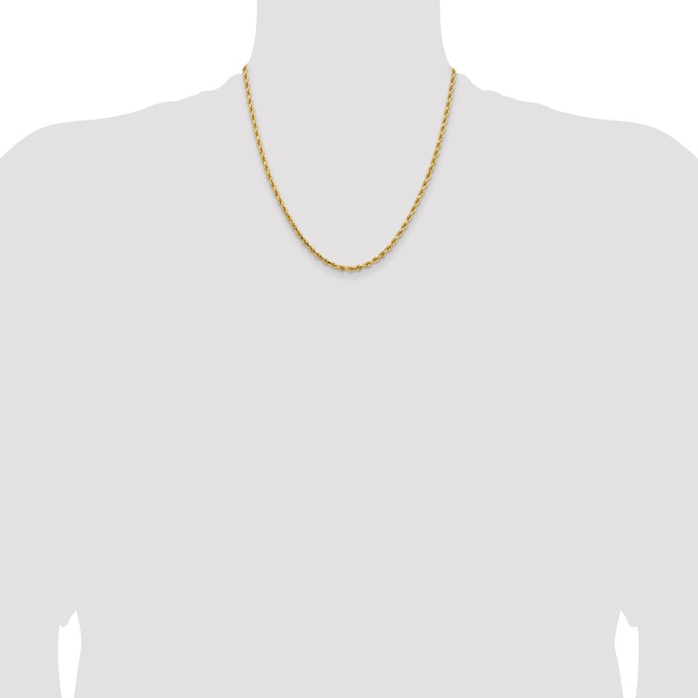 14K Yellow Gold 3.25mm D/C Rope with Lobster Clasp Chain Necklace 16"-30" - Product Photo