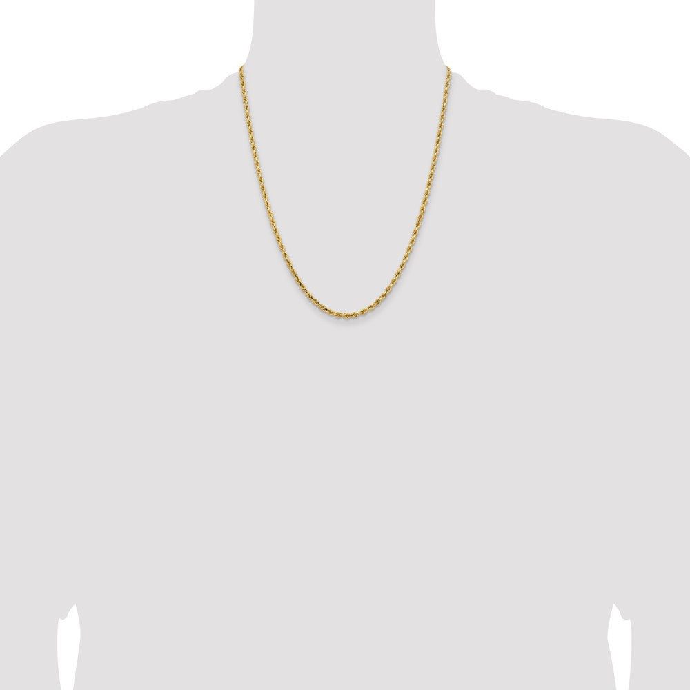 14K Yellow Gold 3.25mm D/C Rope with Lobster Clasp Chain Necklace 16"-30" - Product Photo