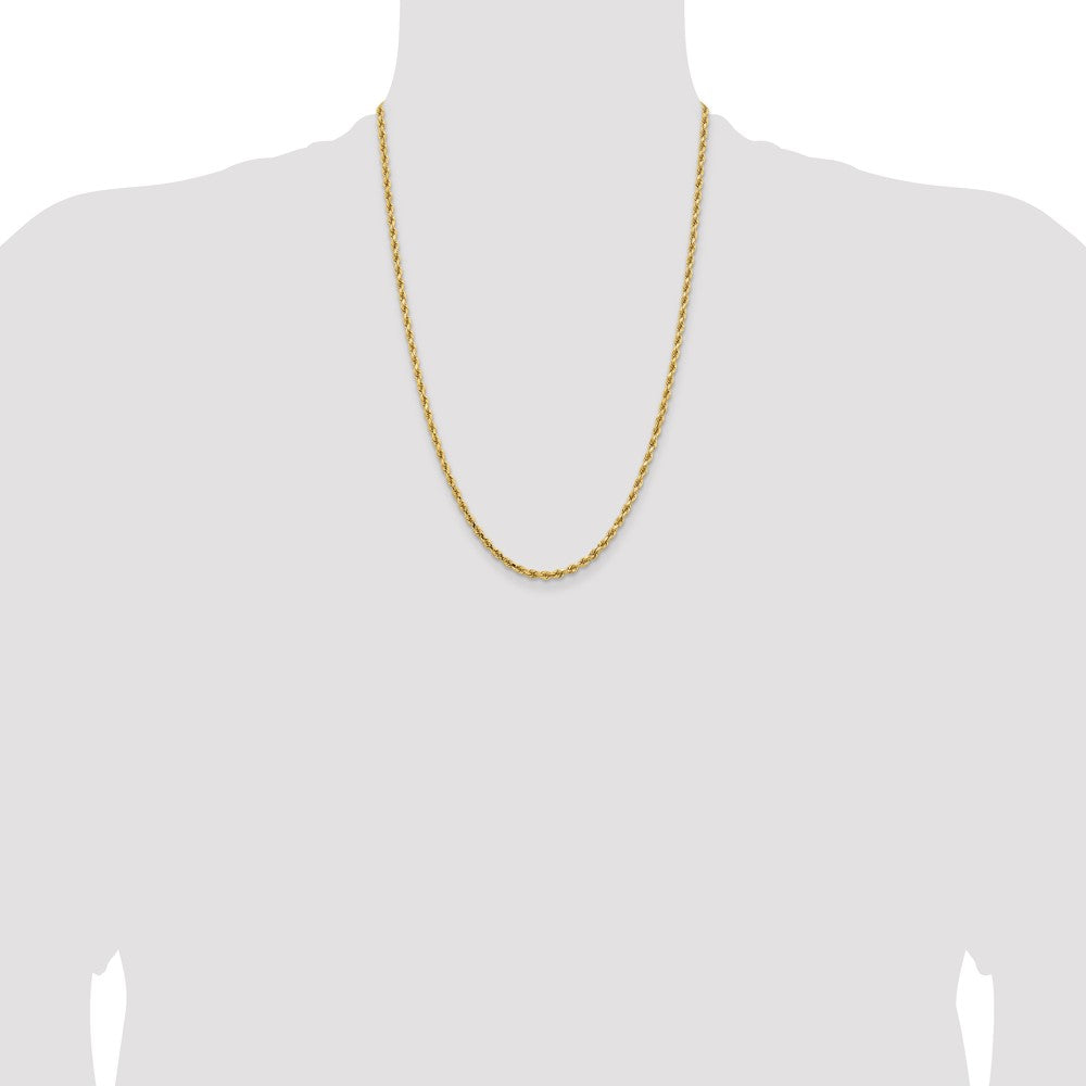 14K Yellow Gold 3.25mm D/C Rope with Lobster Clasp Chain Necklace 16"-30" - Product Photo