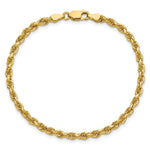 14K Yellow Gold 3.25mm Diamond-Cut Rope with Lobster Clasp Chain Bracelet 7"-8" - Product Photo