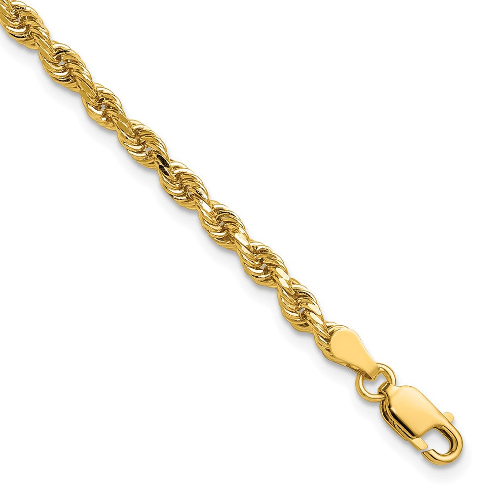 14K Yellow Gold 3.25mm Diamond-Cut Rope with Lobster Clasp Chain Bracelet 7"-8"