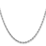 10K White Gold 3.25mm Diamond-cut Rope Chain Necklace 20"-24" - Product Photo