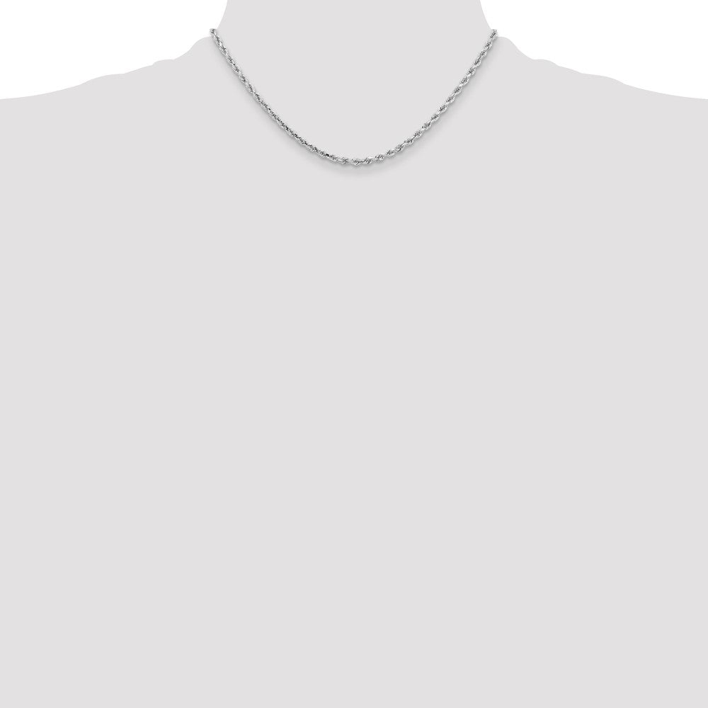 14K White Gold 3.25mm Diamond-Cut Rope with Lobster Clasp Chain Necklace 16"-26" - Product Photo