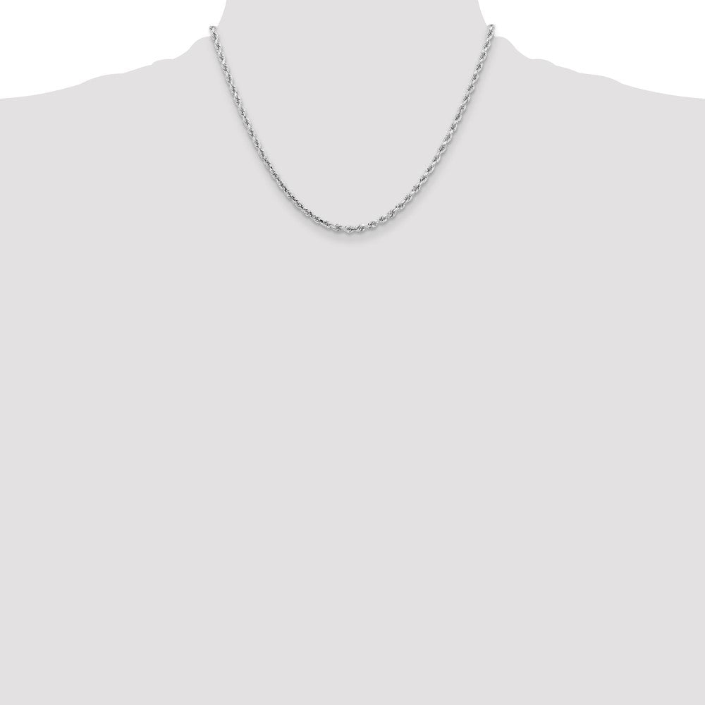 14K White Gold 3.25mm Diamond-Cut Rope with Lobster Clasp Chain Necklace 16"-26" - Product Photo