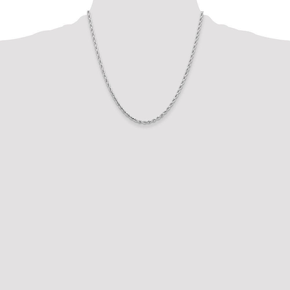 10K White Gold 3.25mm Diamond-cut Rope Chain Necklace 20"-24" - Product Photo