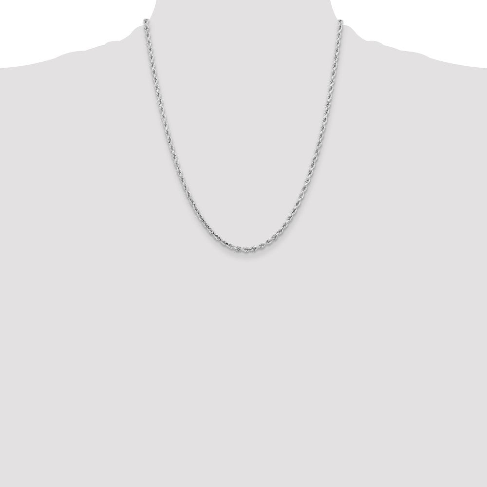 10K White Gold 3.25mm Diamond-cut Rope Chain Necklace 20"-24" - Product Photo