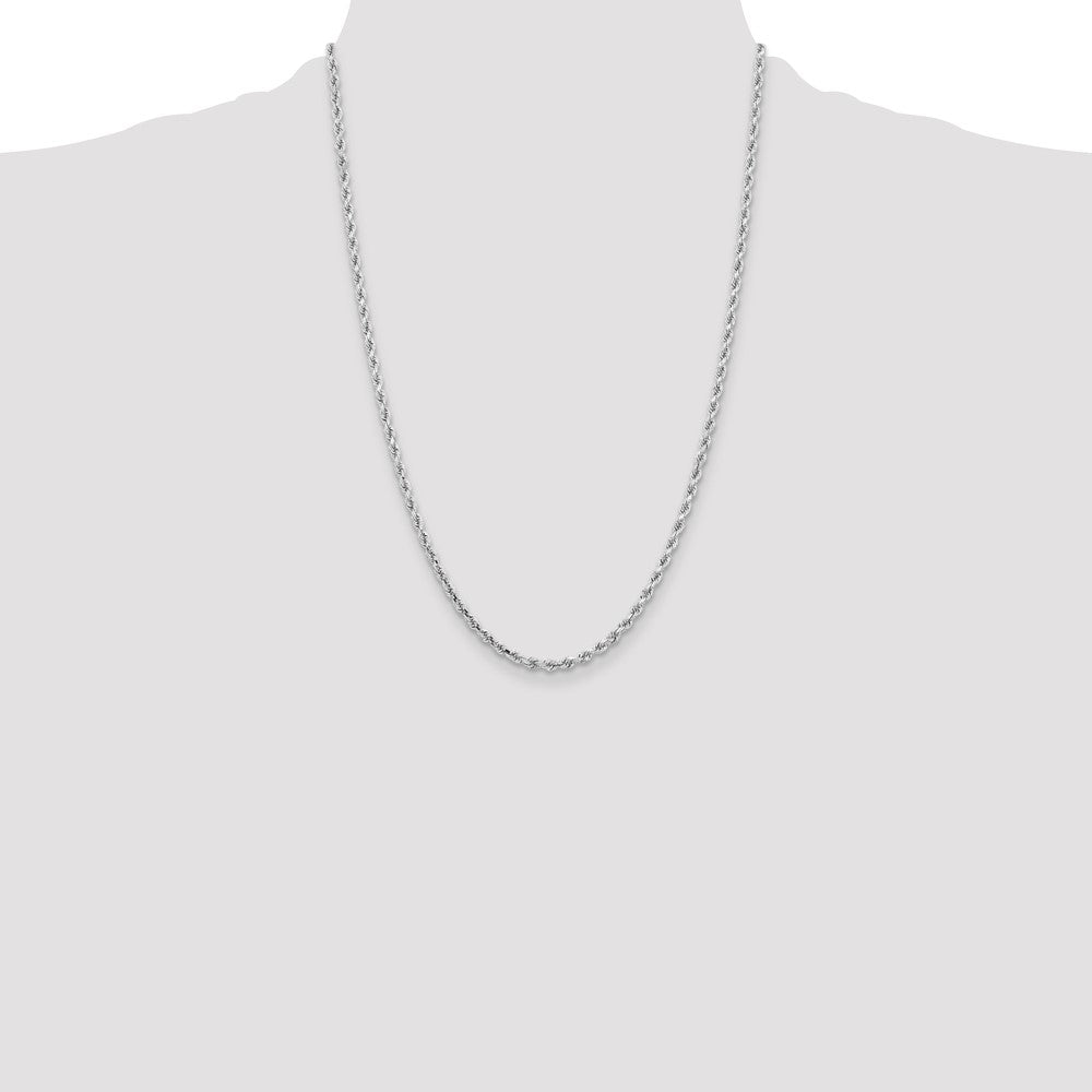14K White Gold 3.25mm Diamond-Cut Rope with Lobster Clasp Chain Necklace 16"-26" - Product Photo