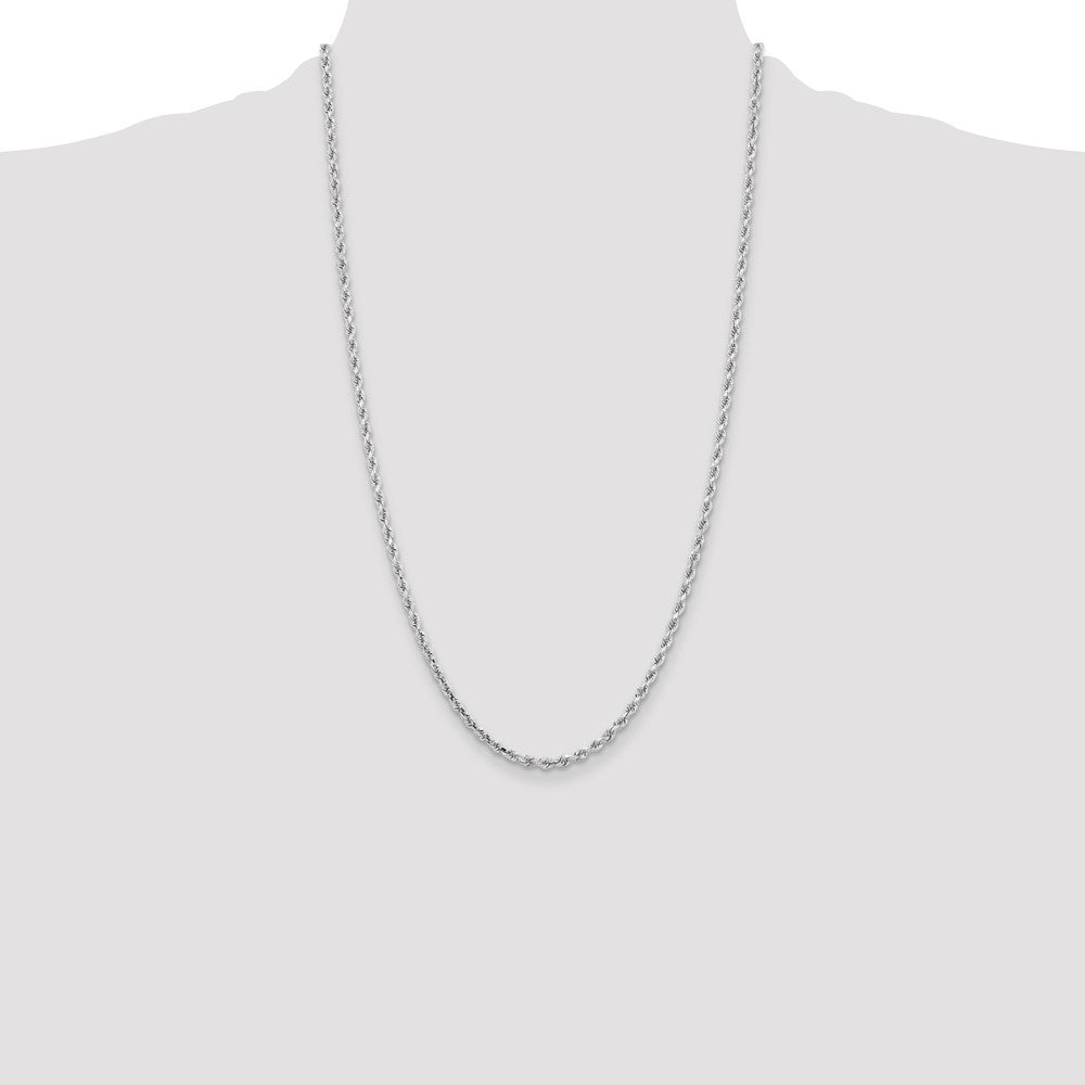 14K White Gold 3.25mm Diamond-Cut Rope with Lobster Clasp Chain Necklace 16"-26" - Product Photo
