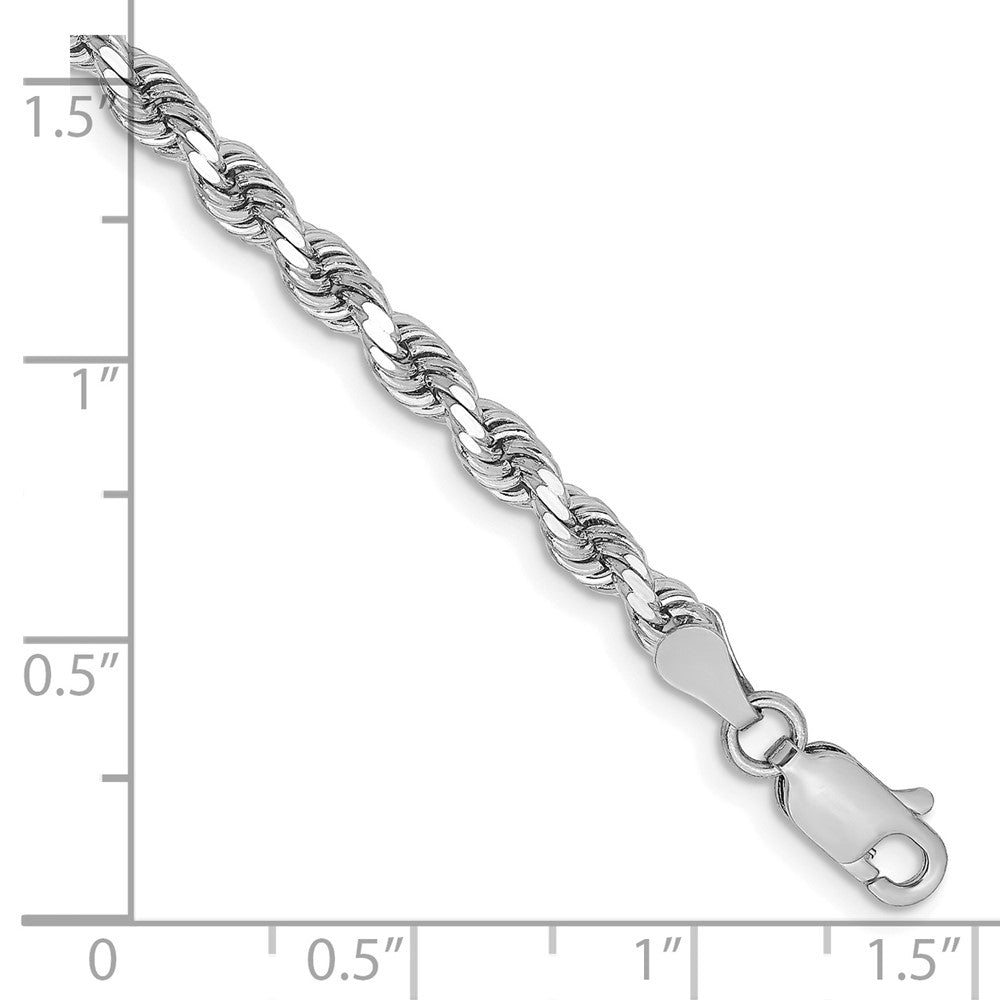14K White Gold 3.25mm Diamond-Cut Rope with Lobster Clasp Chain Bracelet 7"-8" - Product Photo